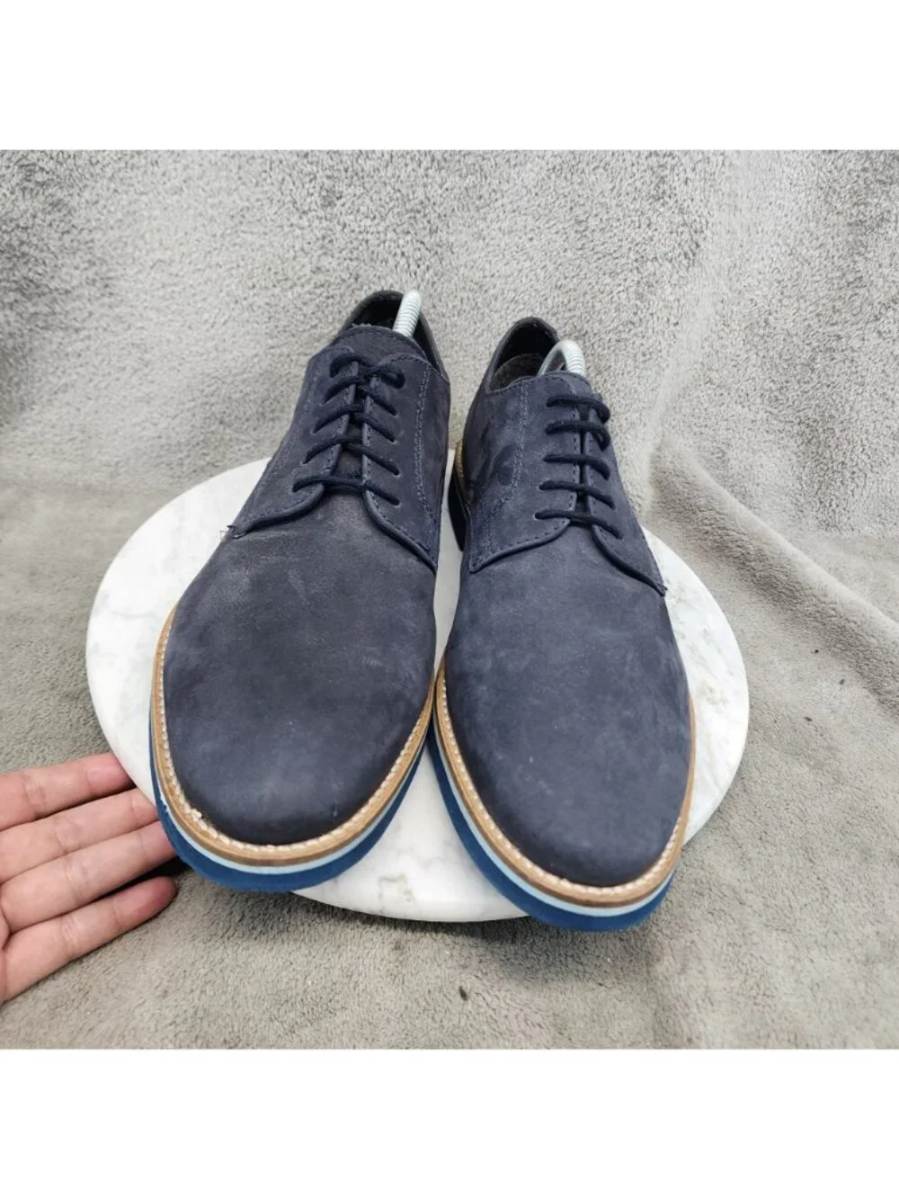 Bar III Shoes Mens Size 10.5 Blue Nubuck Leather Lace Up Oxfords *Read*